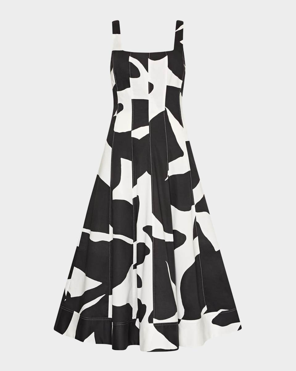 Grand Foliage Cotton Poplin Midi Dress